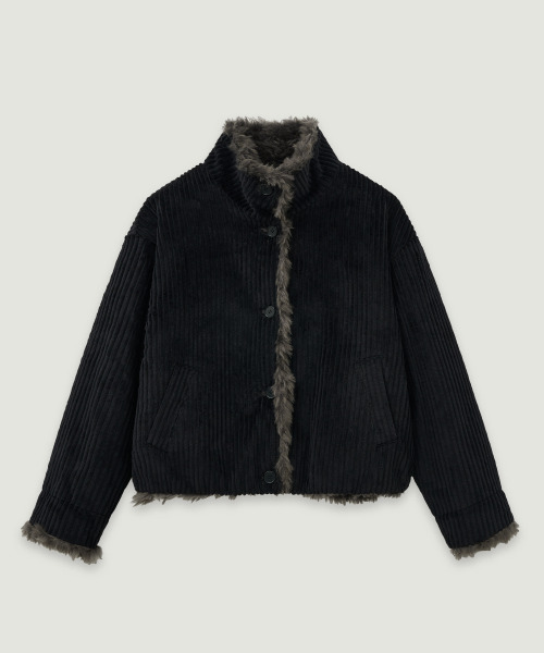 LMOOD(エルムード)の「(W) フォメ リバーシブルコーデュロイファージャケット ブラック(ムートンコート・レディース・その他・FREE)」の5枚目の写真