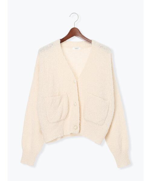 Te chichi TERRASSE（テチチテラス）の「ブークレパール釦Vネックカーディガン（カーディガン/ボレロ・レディース・イエロー/ブルー/オフホワイト/チャコールグレー・F）」の17枚目の写真