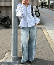 Chikashitsu +（チカシツプラス）の「【Chikashitsu +】brush wide leg denim pants / 【チカシツプラス】ブラッシュワイドデニムパンツ <着用動画あり>（デニムパンツ）」