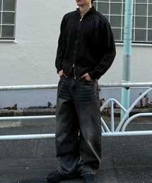 Chikashitsu +（チカシツプラス）の「【Chikashitsu +】brush wide leg denim pants / 【チカシツプラス】ブラッシュワイドデニムパンツ <着用動画あり>（デニムパンツ）」