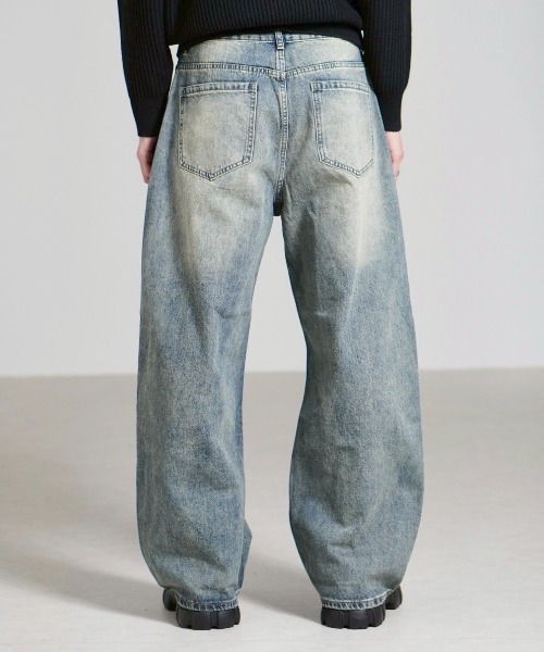 Chikashitsu +(チカシツプラス)の「【Chikashitsu +】brush wide leg denim pants / 【チカシツプラス】ブラッシュワイドデニムパンツ <着用動画あり>(デニムパンツ・メンズ・ブルー/ブルー系その他/ブラック・S/M/L)」の22枚目の写真