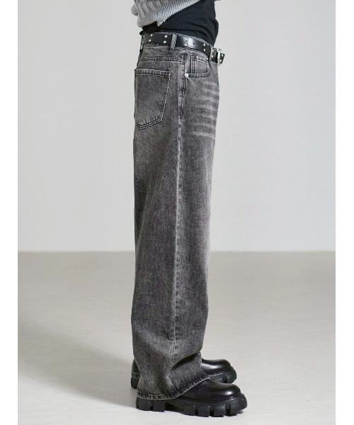 Chikashitsu +(チカシツプラス)の「【Chikashitsu +】brush wide leg denim pants / 【チカシツプラス】ブラッシュワイドデニムパンツ <着用動画あり>(デニムパンツ・メンズ・ブルー/ブルー系その他/ブラック・S/M/L)」の9枚目の写真