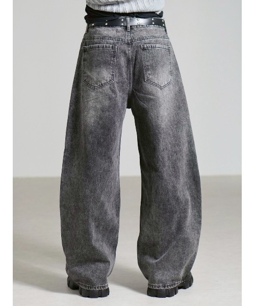 Chikashitsu +(チカシツプラス)の「【Chikashitsu +】brush wide leg denim pants / 【チカシツプラス】ブラッシュワイドデニムパンツ <着用動画あり>(デニムパンツ・メンズ・ブルー/ブルー系その他/ブラック・S/M/L)」の10枚目の写真