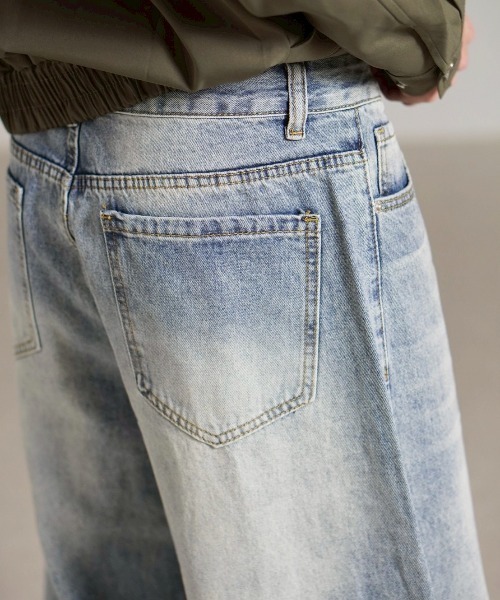 Chikashitsu +(チカシツプラス)の「【Chikashitsu +】brush wide leg denim pants / 【チカシツプラス】ブラッシュワイドデニムパンツ <着用動画あり>(デニムパンツ・メンズ・ブルー/ブルー系その他/ブラック・S/M/L)」の17枚目の写真