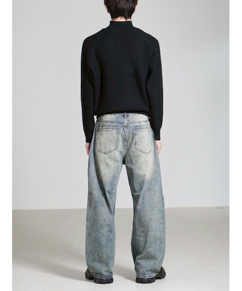 Chikashitsu +(チカシツプラス)の「【Chikashitsu +】brush wide leg denim pants / 【チカシツプラス】ブラッシュワイドデニムパンツ <着用動画あり>(デニムパンツ・メンズ・ブルー/ブルー系その他/ブラック・S/M/L)」の21枚目の写真