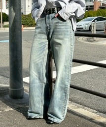 Chikashitsu +（チカシツプラス）の「【Chikashitsu +】brush wide leg denim pants / 【チカシツプラス】ブラッシュワイドデニムパンツ <着用動画あり>（デニムパンツ）」