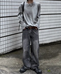 Chikashitsu +（チカシツプラス）の「【Chikashitsu +】brush wide leg denim pants / 【チカシツプラス】ブラッシュワイドデニムパンツ <着用動画あり>（デニムパンツ）」