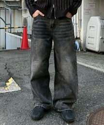 Chikashitsu +（チカシツプラス）の「【Chikashitsu +】brush wide leg denim pants / 【チカシツプラス】ブラッシュワイドデニムパンツ <着用動画あり>（デニムパンツ）」