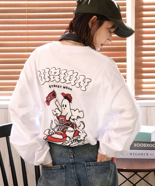 VISION STREET WEAR(ヴィジョンストリートウェア)の「【VISION STREET WEAR/ヴィジョンストリートウェア】Sneaker Ghost L/S/ゴースト バックプリント オーバーサイズ ロンT(Tシャツ/カットソー・メンズ・ブラック/ライトグレー/ホワイト・L/LL/M)」の2枚目の写真