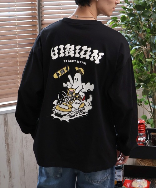 VISION STREET WEAR(ヴィジョンストリートウェア)の「【VISION STREET WEAR/ヴィジョンストリートウェア】Sneaker Ghost L/S/ゴースト バックプリント オーバーサイズ ロンT(Tシャツ/カットソー・メンズ・ブラック/ライトグレー/ホワイト・L/LL/M)」の1枚目の写真