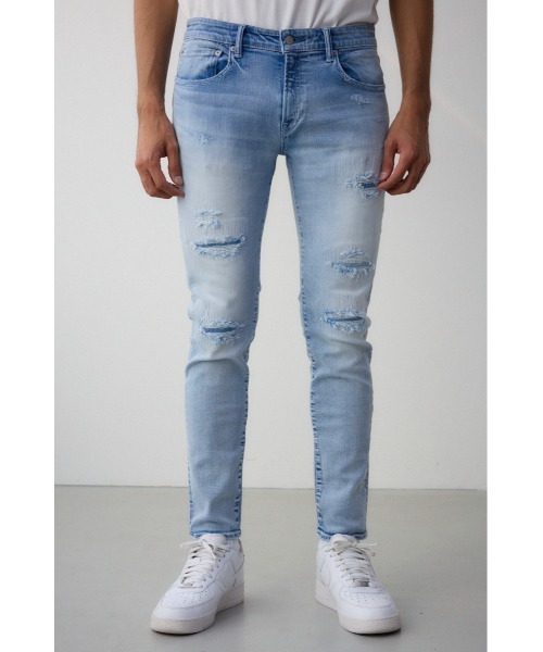 AZUL by moussy（アズールバイマウジー）の「AZUL DENIM リペアスキニー（デニムパンツ・メンズ・ブルー/ライトブルー/ブラック/ライトブラック・SMALL/MEDIUM/X-LARGE/X-SMALL/LARGE）」の6枚目の写真