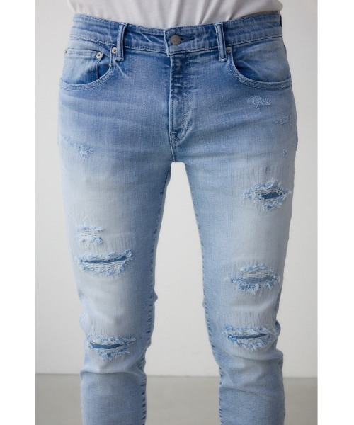 AZUL by moussy（アズールバイマウジー）の「AZUL DENIM リペアスキニー（デニムパンツ・メンズ・ブルー/ライトブルー/ブラック/ライトブラック・SMALL/MEDIUM/X-LARGE/X-SMALL/LARGE）」の9枚目の写真