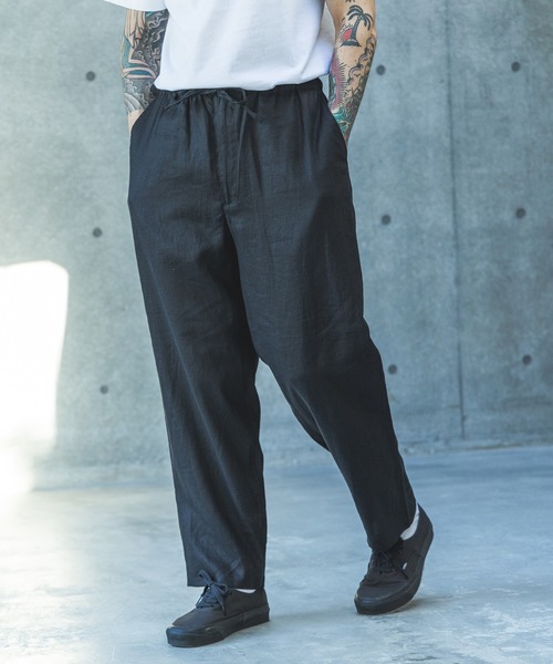MR.OLIVE（ミスターオリーブ）の「SOFT FINISH LINEN / DRAWSTRING TAPERED PANTS /M261110（チノパンツ・メンズ・ナチュラル/ブラック・SMALL/MEDIUM/LARGE）」の6枚目の写真