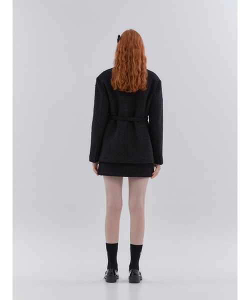ANOETIC（アノエティック）の「ANC COLLARLESS BELT TWEED JACKET_BLACK（その他アウター・レディース・ブラック・FREE）」の6枚目の写真