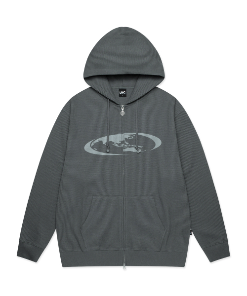 LMCの「OVAL GLOBE WAFFLE ZIP-UP HOODIE charcoal(パーカー・レディース・その他・M/L/XL)」の1枚目の写真