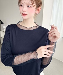 ドットチュールレースドッキングプルオーバー
