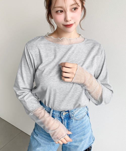 Moi-même-Moitiéドットチュール絡みレースアップカットソー Moi-meme-Moitie