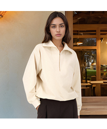 Half Zip-up Sportive Blouse _Beige