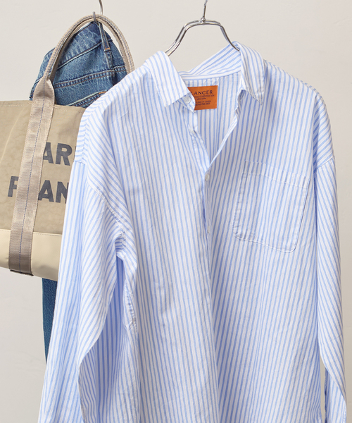 JOURNAL STANDARD(ジャーナルスタンダード)の「【LANCER CLOTHING CORPORATION】 オーバーFITストライプシャツ(シャツ/ブラウス・レディース・チャコールグレー/ブルー/ライトブルー/ホワイト系その他・LARGE)」の2枚目の写真