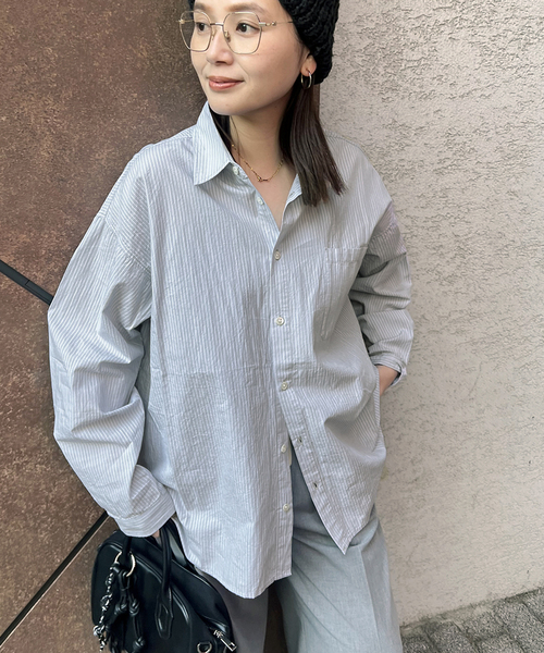 JOURNAL STANDARD(ジャーナルスタンダード)の「【LANCER CLOTHING CORPORATION】 オーバーFITストライプシャツ(シャツ/ブラウス・レディース・チャコールグレー/ブルー/ライトブルー/ホワイト系その他・LARGE)」の3枚目の写真