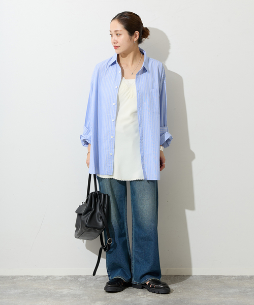 JOURNAL STANDARD(ジャーナルスタンダード)の「【LANCER CLOTHING CORPORATION】 オーバーFITストライプシャツ(シャツ/ブラウス・レディース・チャコールグレー/ブルー/ライトブルー/ホワイト系その他・LARGE)」の6枚目の写真