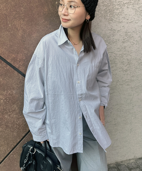 JOURNAL STANDARD(ジャーナルスタンダード)の「【LANCER CLOTHING CORPORATION】 オーバーFITストライプシャツ(シャツ/ブラウス・レディース・チャコールグレー/ブルー/ライトブルー/ホワイト系その他・LARGE)」の8枚目の写真