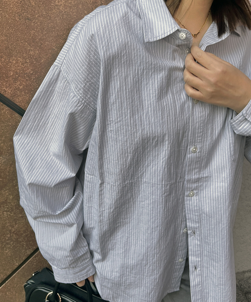 JOURNAL STANDARD(ジャーナルスタンダード)の「【LANCER CLOTHING CORPORATION】 オーバーFITストライプシャツ(シャツ/ブラウス・レディース・チャコールグレー/ブルー/ライトブルー/ホワイト系その他・LARGE)」の9枚目の写真