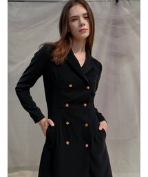 Double Button Trench Style Dress_Black