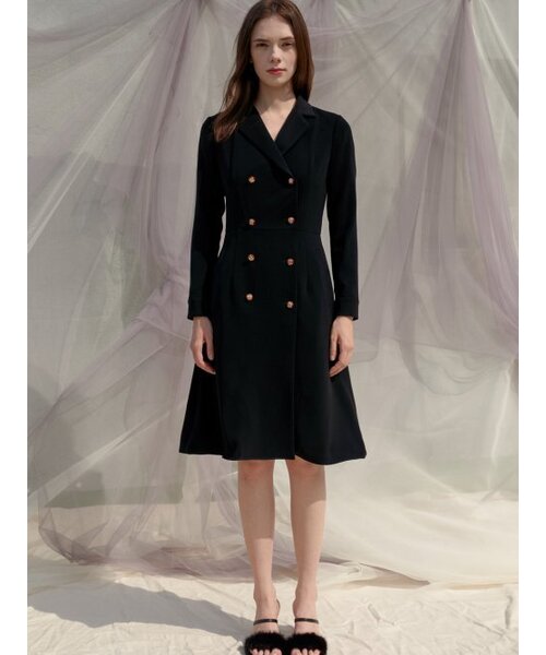 Sorry,Too Much Love(ソーリートゥーマッチラブ)の「Double Button Trench Style Dress_Black(ワンピース・レディース・その他・S/M)」の2枚目の写真