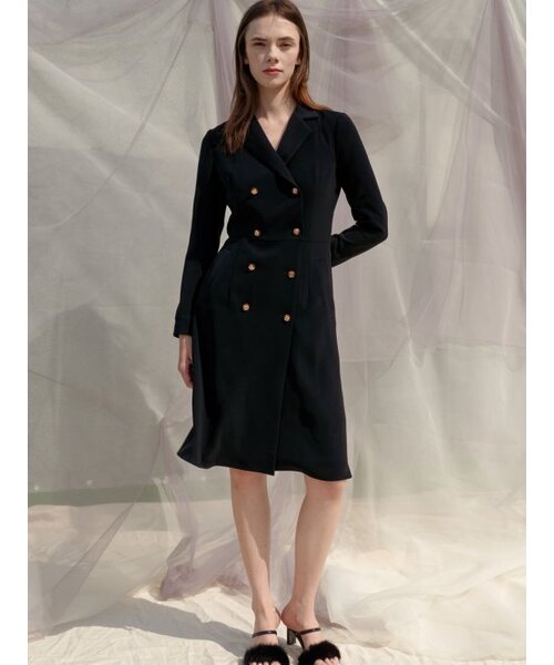 Sorry,Too Much Love(ソーリートゥーマッチラブ)の「Double Button Trench Style Dress_Black(ワンピース・レディース・その他・S/M)」の4枚目の写真