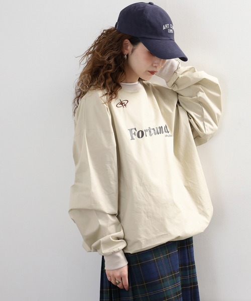 Arinomama(アリノママ)の「Arinomama ゲームシャツ風トップス 長袖Tシャツ(Tシャツ/カットソー・レディース・カーキ/ベージュ/ブラック・FREE)」の1枚目の写真