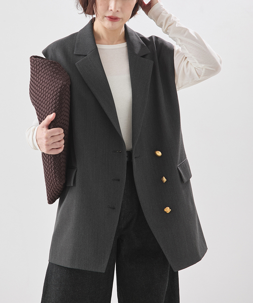 journal standard L'essage（ジャーナルスタンダードレサージュ）の「《追加》ヴィスポリギャバオーナメントベスト（その他アウター・レディース・ネイビー/グレー・FREE）」の2枚目の写真