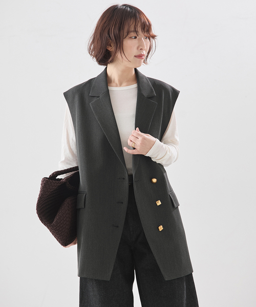 journal standard L'essage（ジャーナルスタンダードレサージュ）の「《追加》ヴィスポリギャバオーナメントベスト（その他アウター・レディース・ネイビー/グレー・FREE）」の6枚目の写真