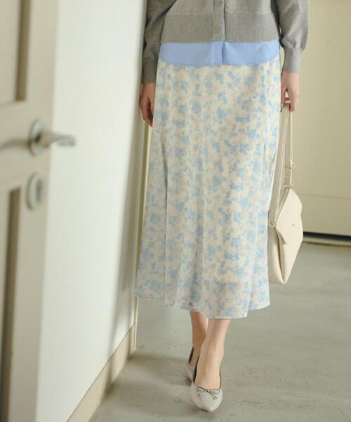 grove(グローブ)の「フラワープリント楊柳マーメイドスカート(スカート・レディース・ピンク系その他/ネイビー系/ホワイト系3・01/02/03/04/05)」の4枚目の写真