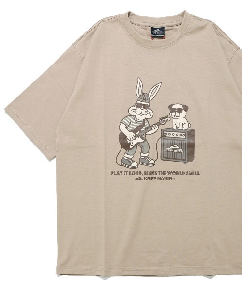 KRIFF MAYER（クリフメイヤー）の「【綿100％】クリフラビット半袖Tシャツ(ギター)（Tシャツ/カットソー・メンズ・オフホワイト/チャコール/パープル/ベージュ・LARGE/MEDIUM/X-LARGE）」の3枚目の写真