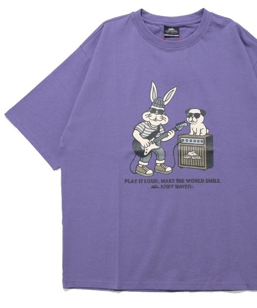 KRIFF MAYER（クリフメイヤー）の「【綿100％】クリフラビット半袖Tシャツ(ギター)（Tシャツ/カットソー・メンズ・オフホワイト/チャコール/パープル/ベージュ・LARGE/MEDIUM/X-LARGE）」の4枚目の写真