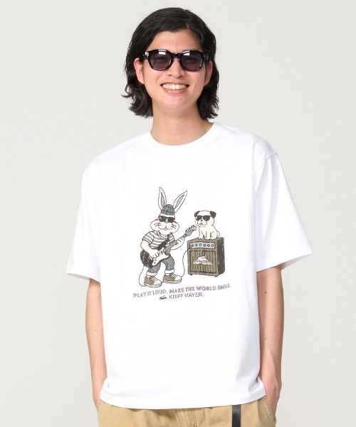 KRIFF MAYER（クリフメイヤー）の「【綿100％】クリフラビット半袖Tシャツ(ギター)（Tシャツ/カットソー・メンズ・オフホワイト/チャコール/パープル/ベージュ・LARGE/MEDIUM/X-LARGE）」の5枚目の写真