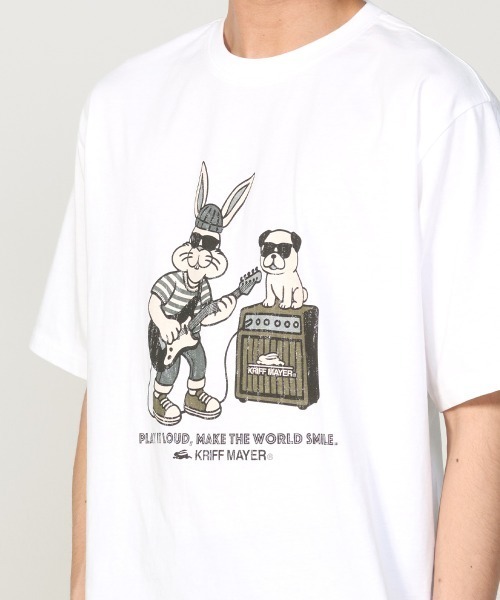 KRIFF MAYER（クリフメイヤー）の「【綿100％】クリフラビット半袖Tシャツ(ギター)（Tシャツ/カットソー・メンズ・オフホワイト/チャコール/パープル/ベージュ・LARGE/MEDIUM/X-LARGE）」の9枚目の写真