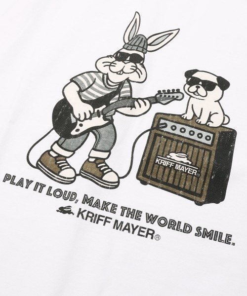 KRIFF MAYER（クリフメイヤー）の「【綿100％】クリフラビット半袖Tシャツ(ギター)（Tシャツ/カットソー・メンズ・オフホワイト/チャコール/パープル/ベージュ・LARGE/MEDIUM/X-LARGE）」の12枚目の写真