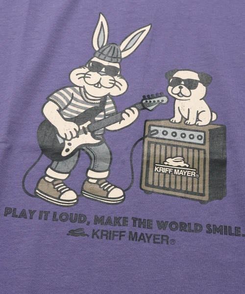 KRIFF MAYER（クリフメイヤー）の「【綿100％】クリフラビット半袖Tシャツ(ギター)（Tシャツ/カットソー・メンズ・オフホワイト/チャコール/パープル/ベージュ・LARGE/MEDIUM/X-LARGE）」の14枚目の写真