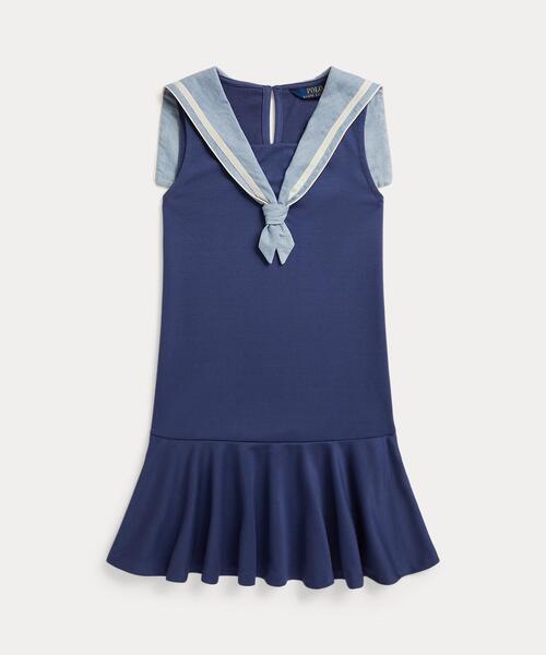 POLO RALPH LAUREN CHILDRENSWEAR(ポロ ラルフ ローレン チルドレンズウェア)の「インディゴ ポンチ セーラー ドレス(ワンピース・キッズ・ネイビー系1・L/M/S/XL)」の1枚目の写真