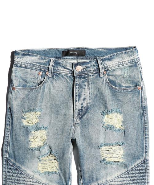 STAMPD（スタンプド）の「＜STAMPD＞ DSTRSD MOTO DNM/パンツ（デニムパンツ・メンズ・ネイビー・32inch/28inch/31inch/30inch）」の3枚目の写真