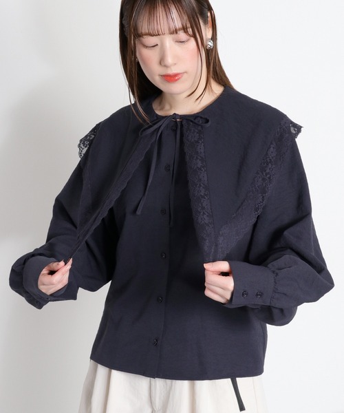 cepo(セポ)の「ビッグカラーフリルブラウス(シャツ/ブラウス・レディース・チャコール/オフホワイト・M)」の22枚目の写真