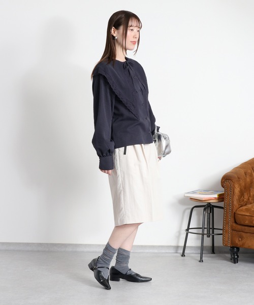cepo(セポ)の「ビッグカラーフリルブラウス(シャツ/ブラウス・レディース・チャコール/オフホワイト・M)」の20枚目の写真