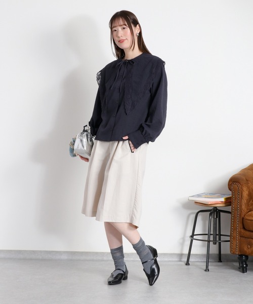 cepo(セポ)の「ビッグカラーフリルブラウス(シャツ/ブラウス・レディース・チャコール/オフホワイト・M)」の17枚目の写真