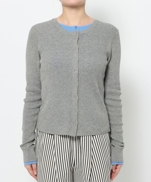 mysty woman(ミスティウーマン)の「レイヤード風リブカーディガンLS 659861(ニット/セーター・レディース・オフホワイト/グレー/ネイビー・FREE)」の8枚目の写真