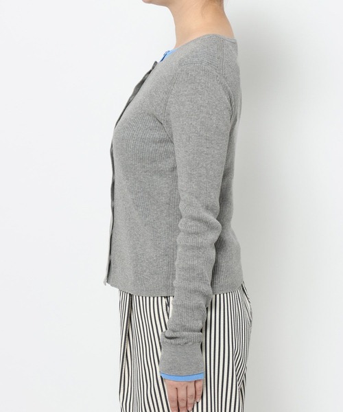 mysty woman(ミスティウーマン)の「レイヤード風リブカーディガンLS 659861(ニット/セーター・レディース・オフホワイト/グレー/ネイビー・FREE)」の9枚目の写真