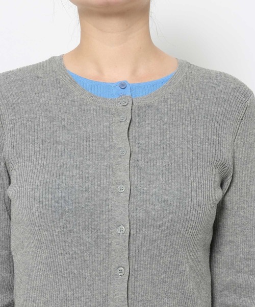 mysty woman(ミスティウーマン)の「レイヤード風リブカーディガンLS 659861(ニット/セーター・レディース・オフホワイト/グレー/ネイビー・FREE)」の11枚目の写真