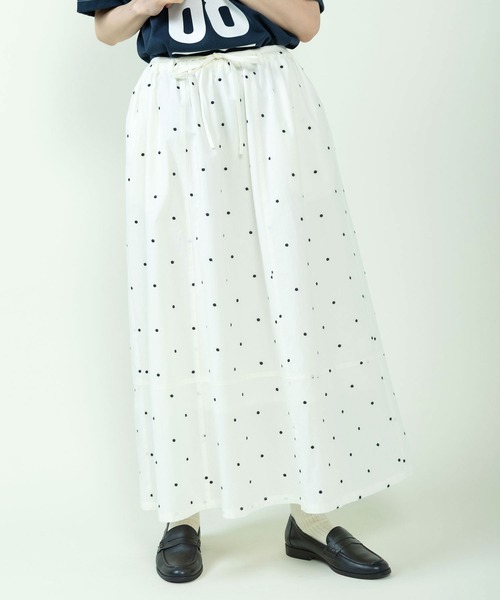 PAR ICI(パーリッシィ)の「DOT刺繍 切り替えギャザースカート(セットアップ対応)(スカート・レディース・ネイビー/アイボリー・FREE)」の1枚目の写真