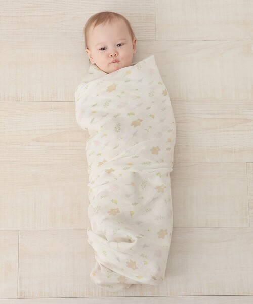 Afternoon Tea（アフタヌーンティー）の「2重ガーゼおくるみ/レ プルミエ ザミ（おくるみ・キッズ・ホワイト・ONE SIZE）」の2枚目の写真